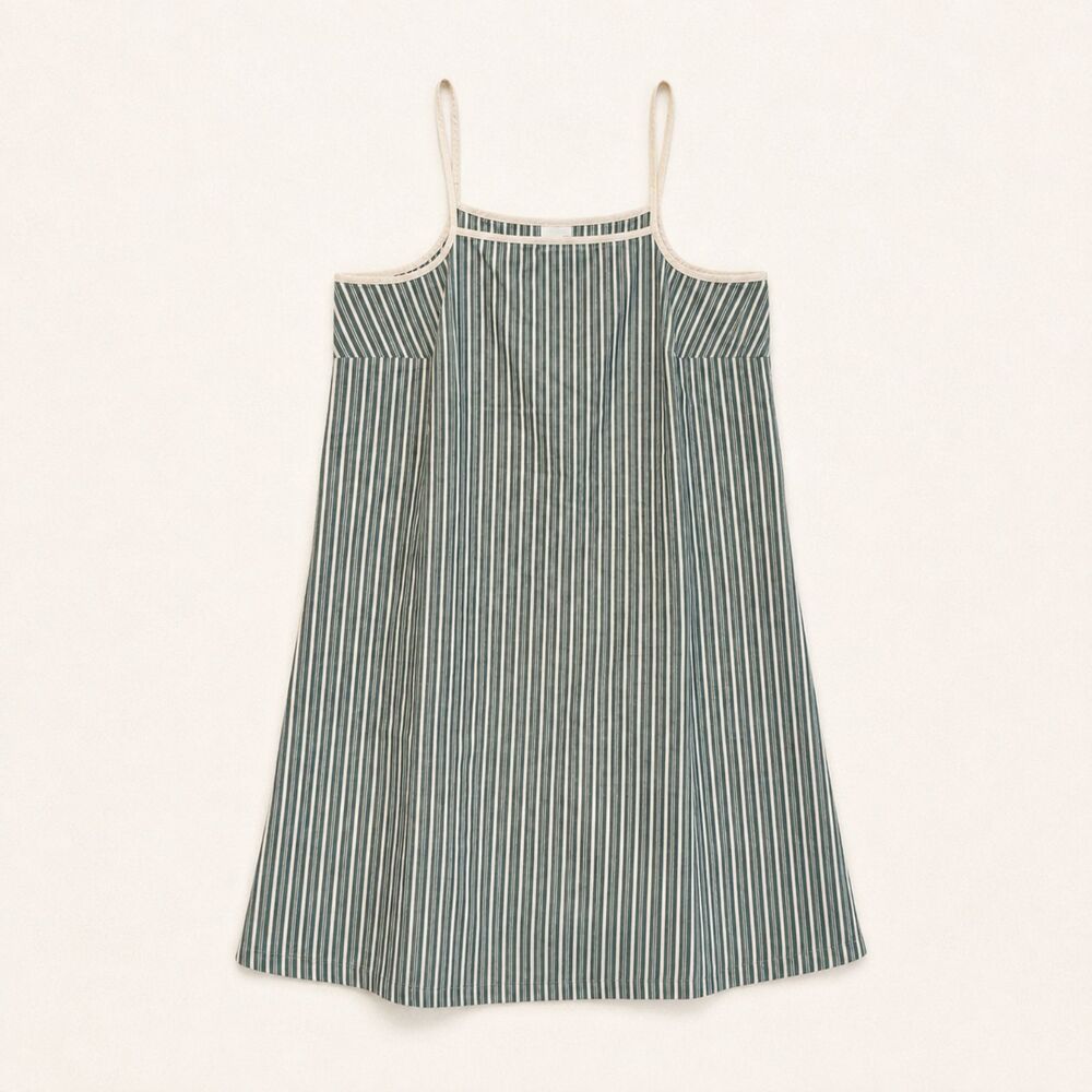 Ava & Viv Plus 1X Green Pinstripe Sleeveless Midi A-Line Dress Cotton Rayon